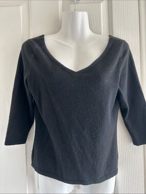 Ann Taylor Black V-neck Long Sleeve Top